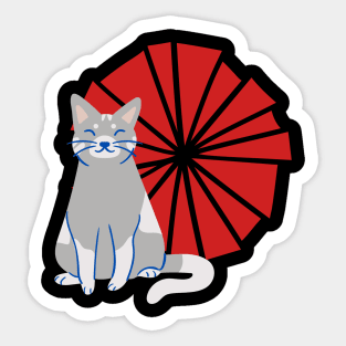 Grey cat with red background Sticker